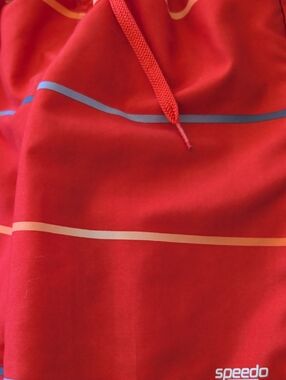 Boys Speedo Red Swim Shorts with Stripe Accents Size 6/7